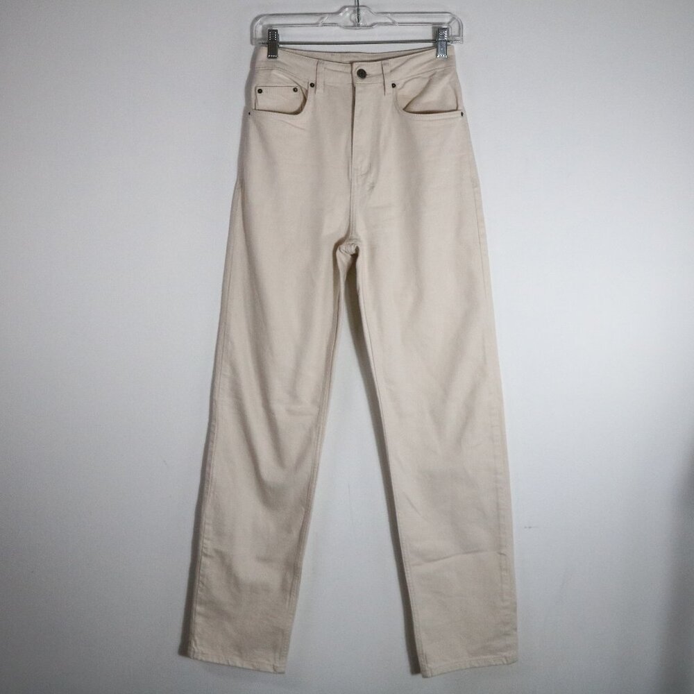 KSUBI Womens Playback Super High Rise Jeans 25 White Ivory Relaxed Full Length